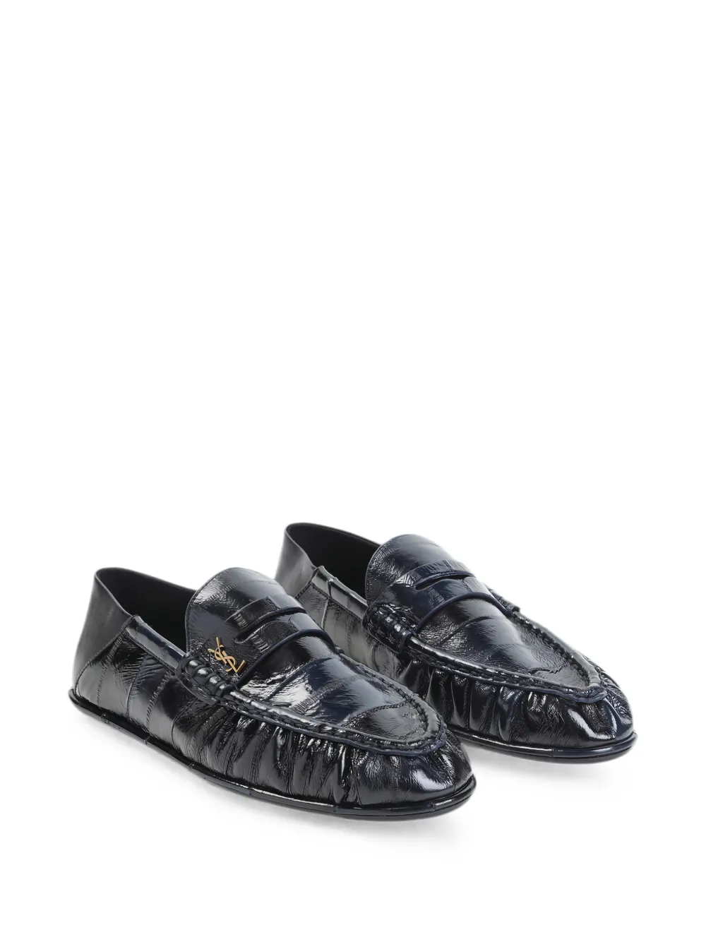 Saint Laurent Cassandre ruched loafers Blauw
