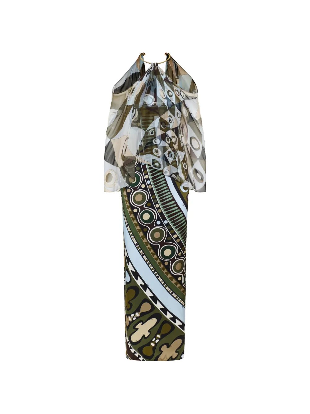 PUCCI Iride-print silk-chiffon maxi dress - Grün