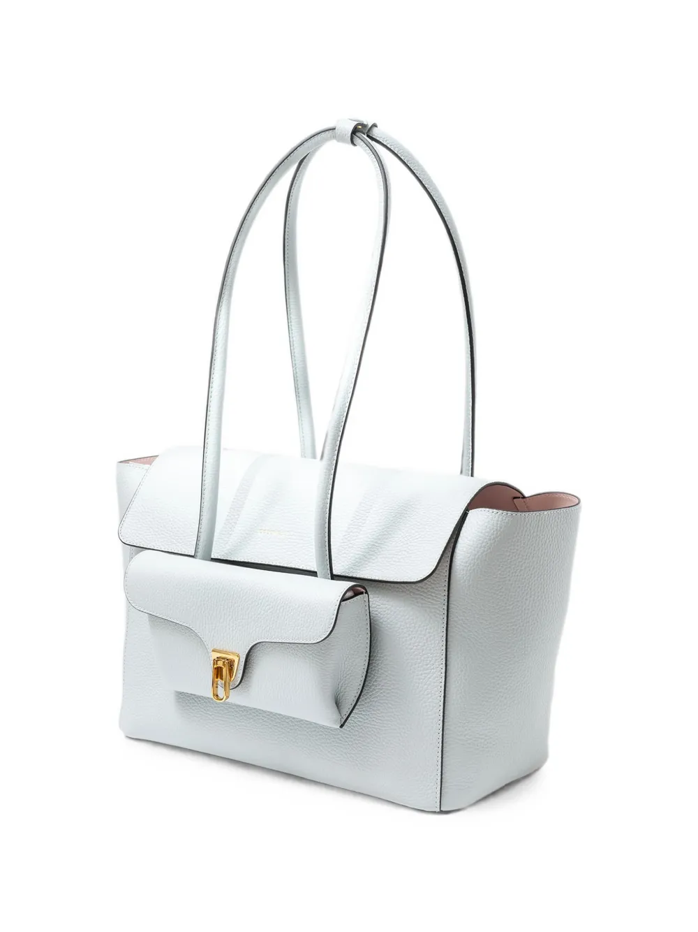Coccinelle large Double Beat pebbled leather shoulder bag - White