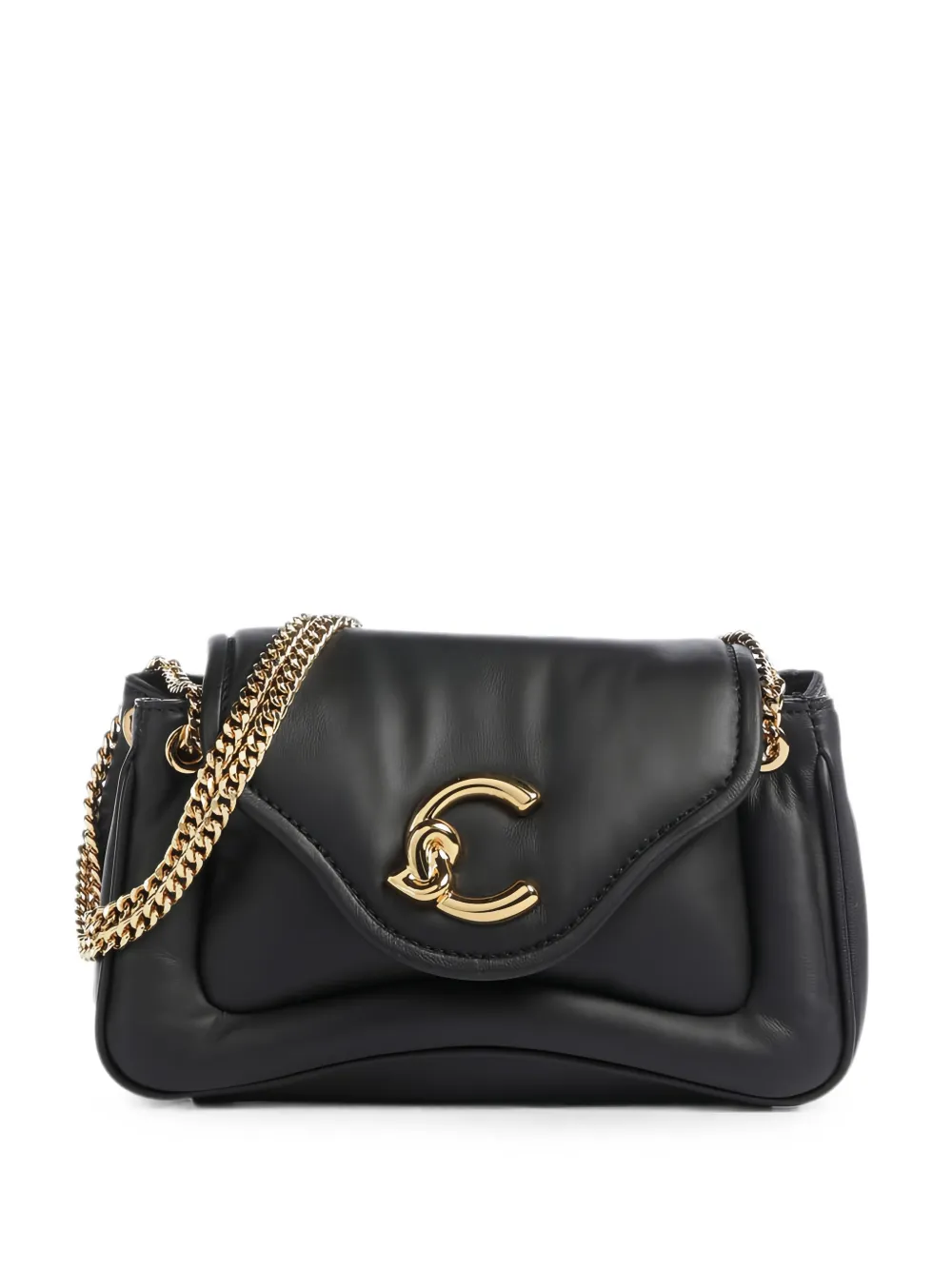 Coccinelle small C-Me logo-plaque padded shoulder bag - Black
