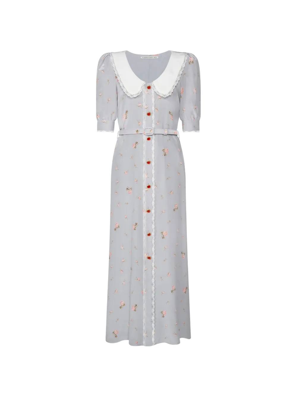 Alessandra Rich floral-print lace-trimmed midi dress - Grey