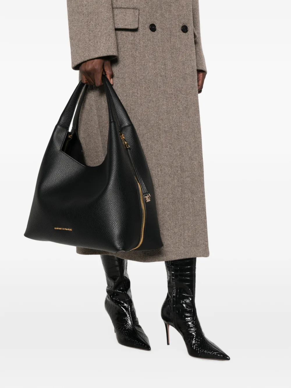 Elisabetta Franchi Schoudertas met ritsdetail en bewerkt effect Zwart