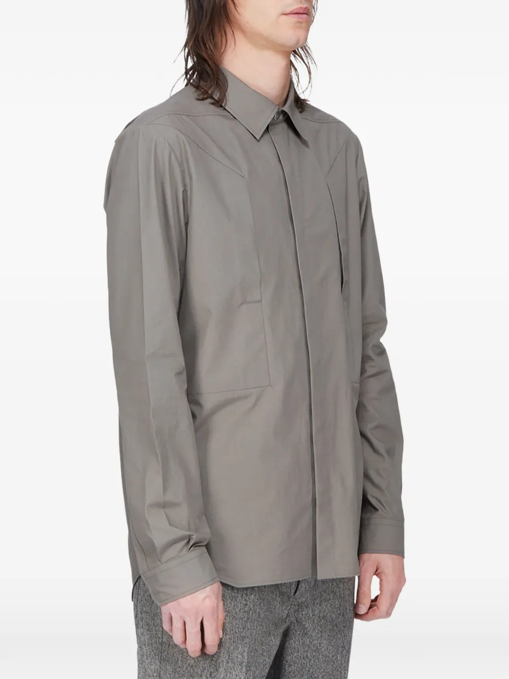Rick Owens Fog Pocket overhemd met lange mouwen Bruin