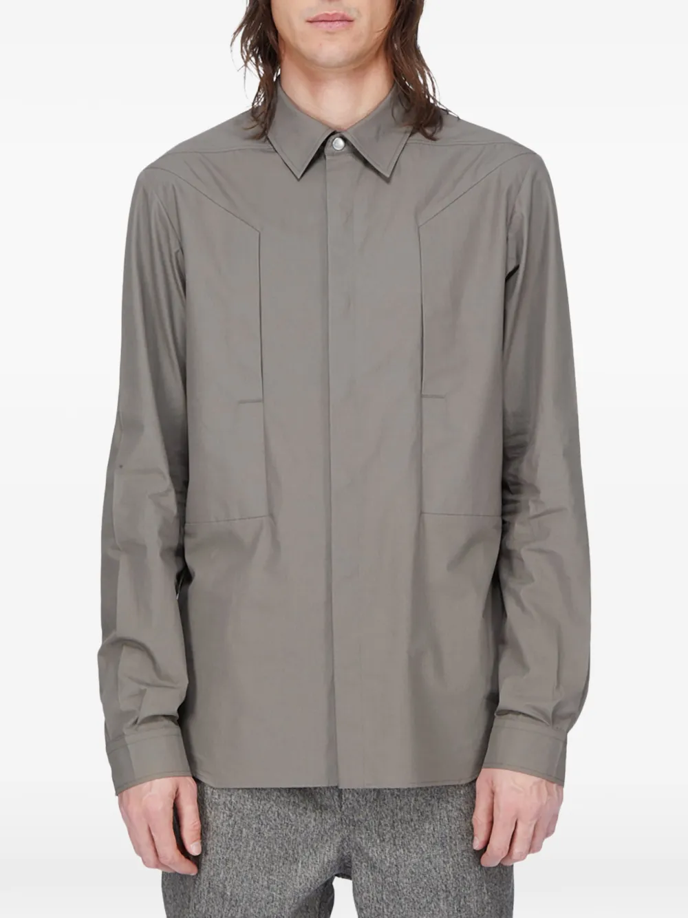 Rick Owens Fog Pocket long-sleeve shirt - Marrone
