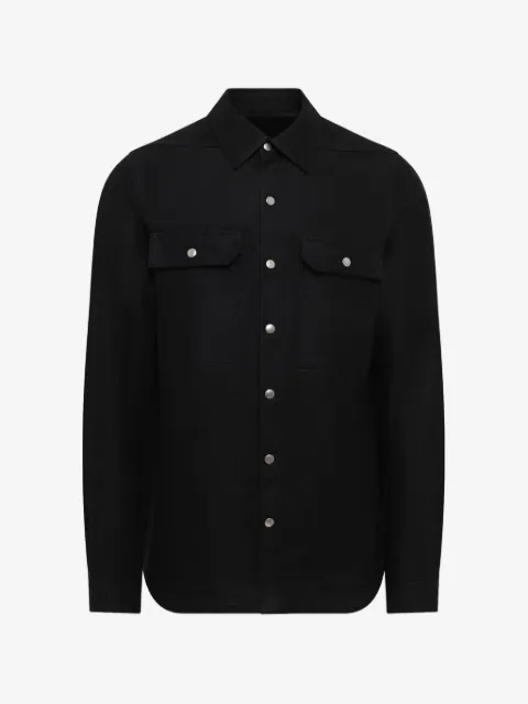 Rick Owens fw26 Tower outershirt in black ramie moleskin