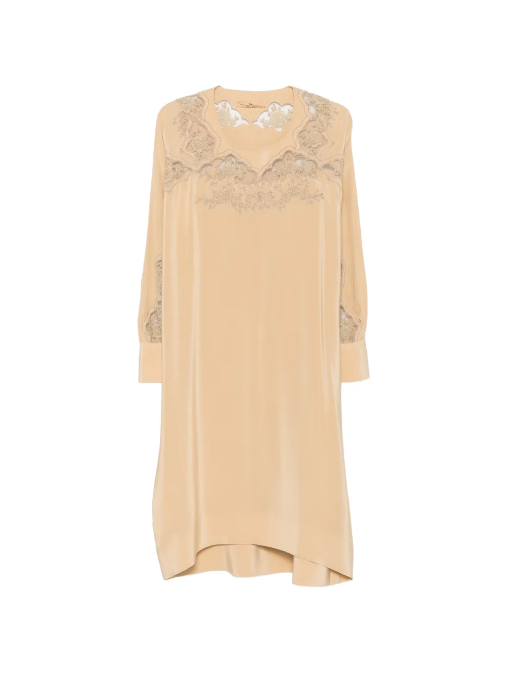 Ermanno Scervino lace-trimmed silk mini dress - Neutrals