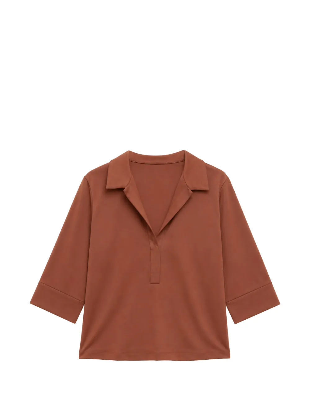 Max Mara spread-collar three-quarter-sleeve blouse - Marrone