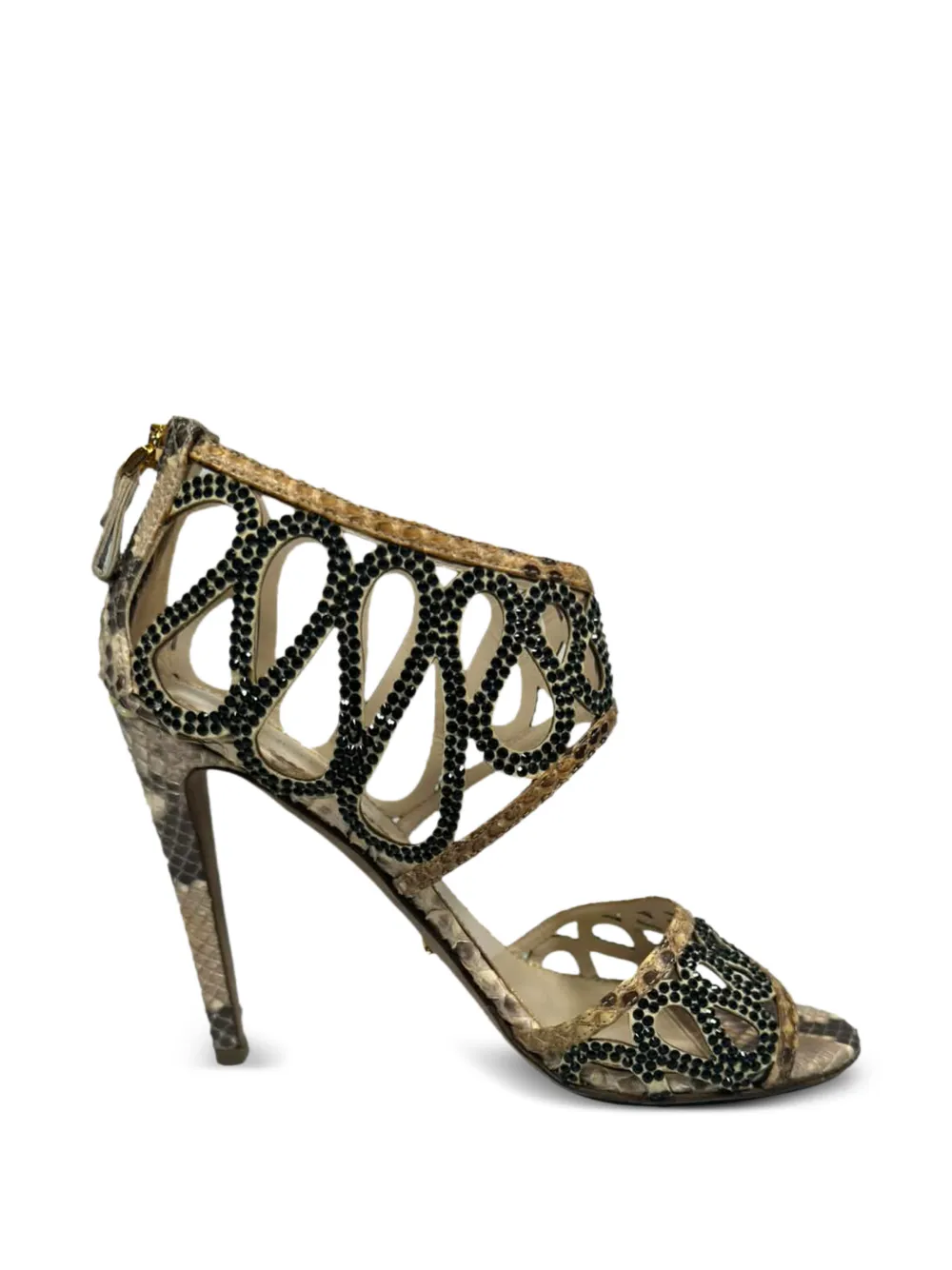 Sergio Rossi Vintage 2010s-2020s embellished snakeskin sandals - Nude