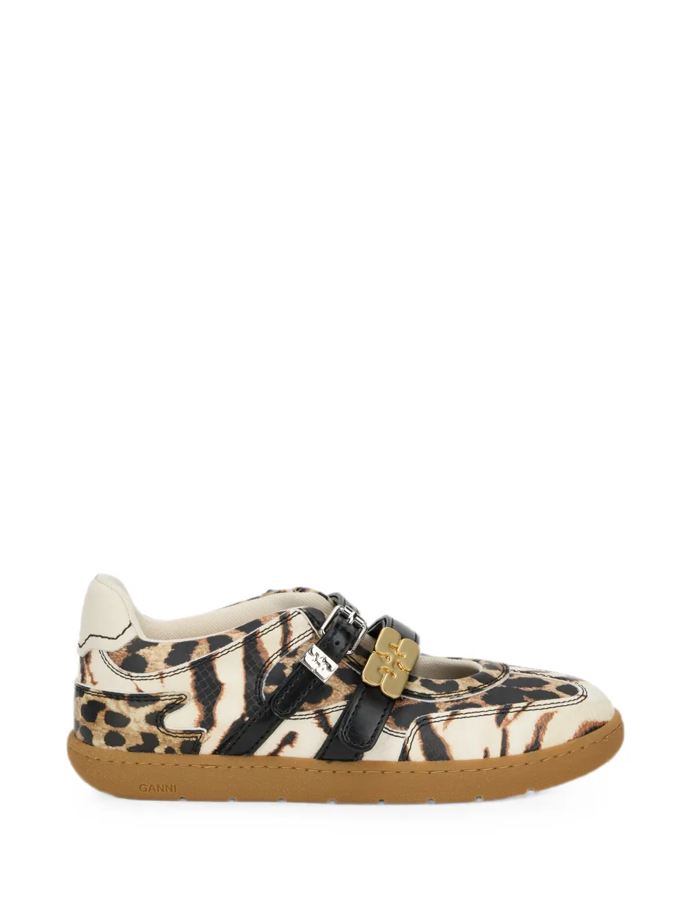 GANNI animal-print buckle ballet flats - Toni neutri