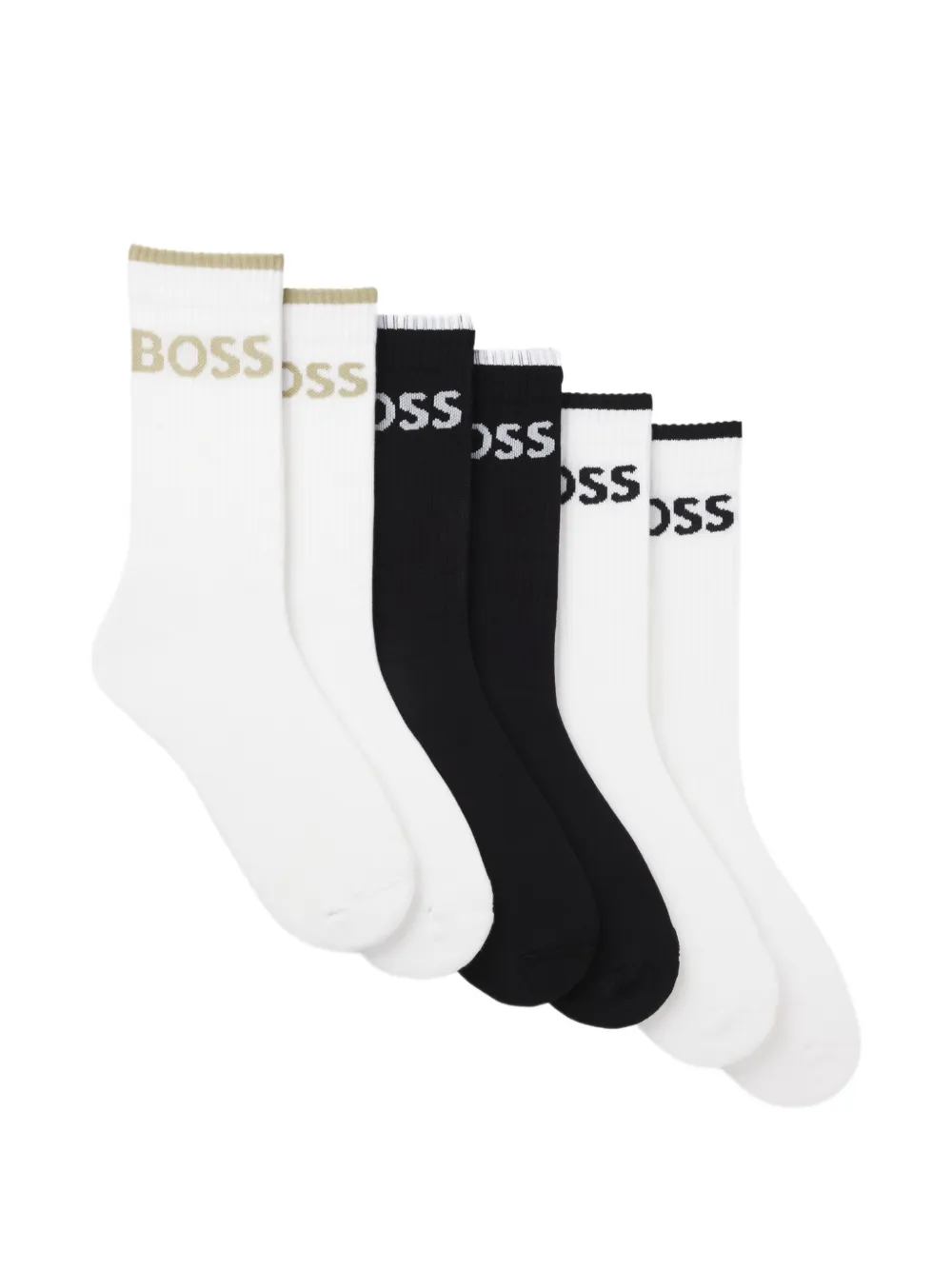 BOSS logo-intarsia ribbed-knit socks - Bianco