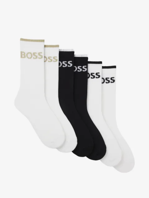 BOSS logo-intarsia ribbed-knit socks