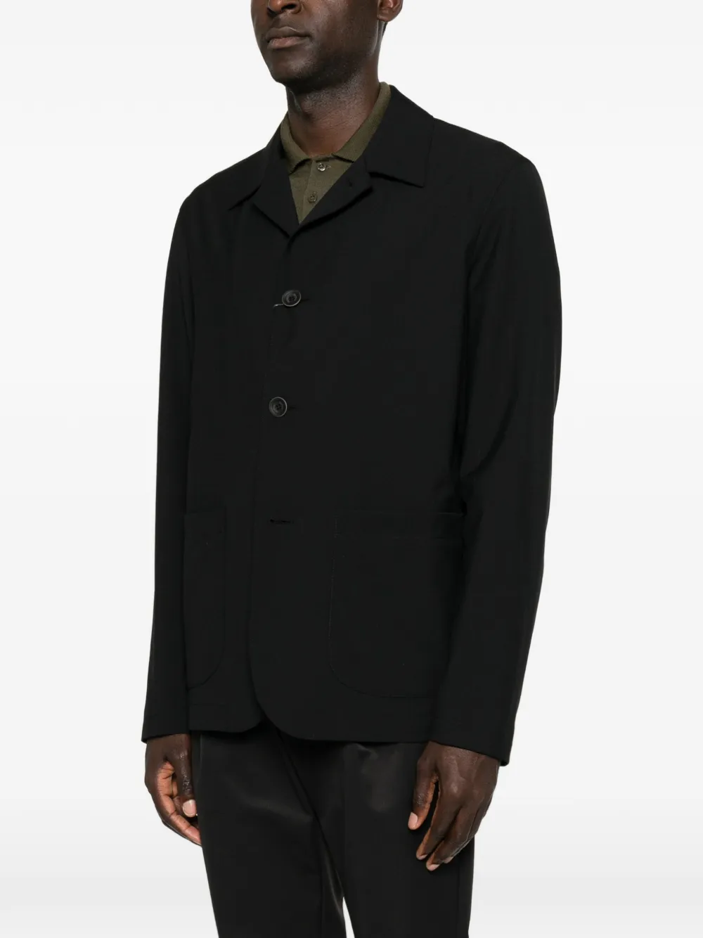 Herno Button-fastening Patch-pocket Overshirt In Black