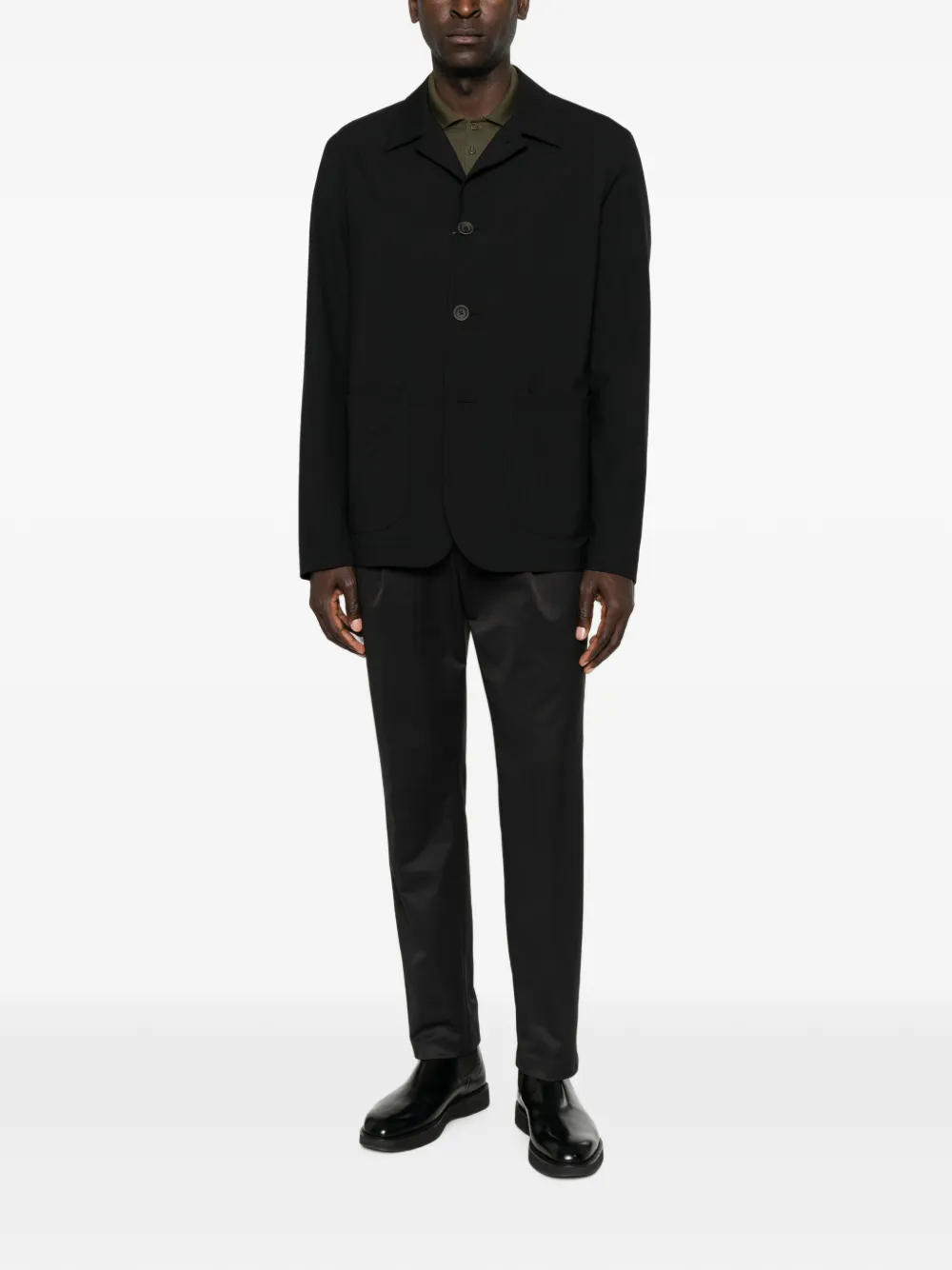 Herno Button-fastening Patch-pocket Overshirt In Black