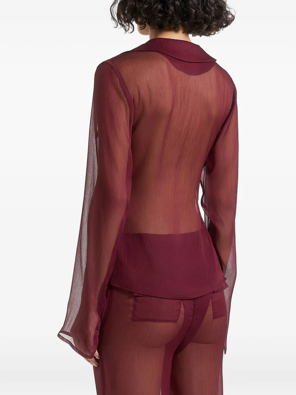Manière De Voir Doorzichtige blouse met gesp Rood