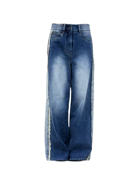 épingler lace-trim wide-leg jeans