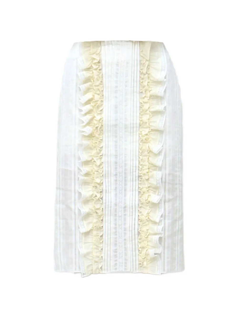 épingler ruffled high-waisted midi skirt - Weiß