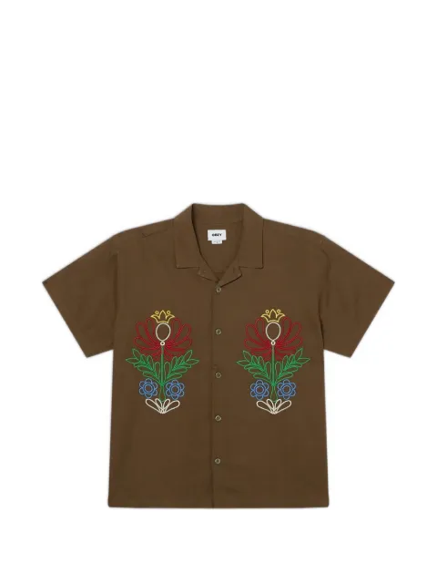 Obey Perry floral-embroidered shirt