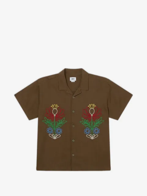 Obey Perry floral-embroidered shirt