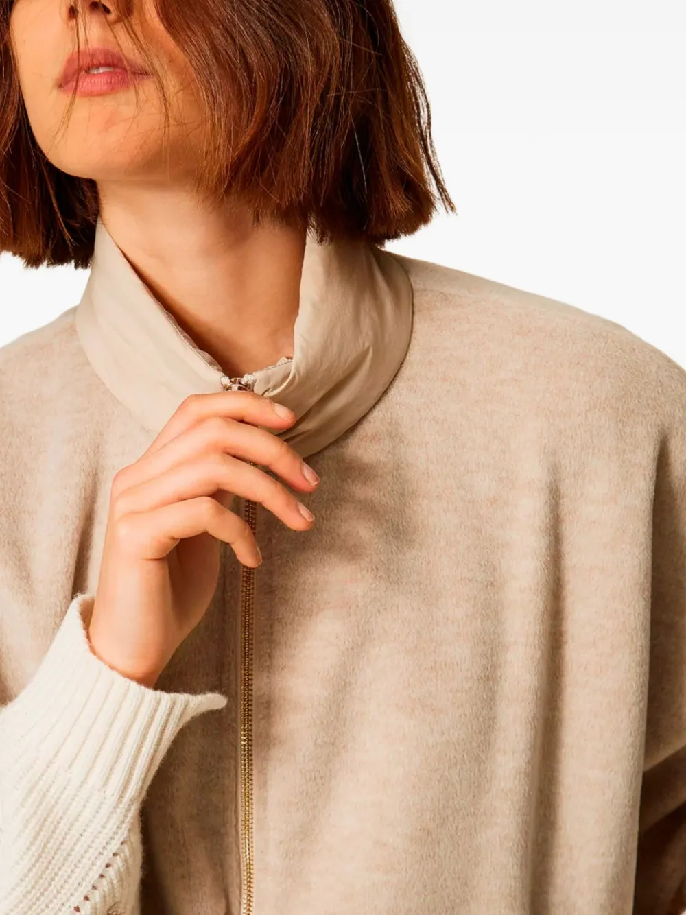 TWINSET Poncho met hoge hals en rits Beige