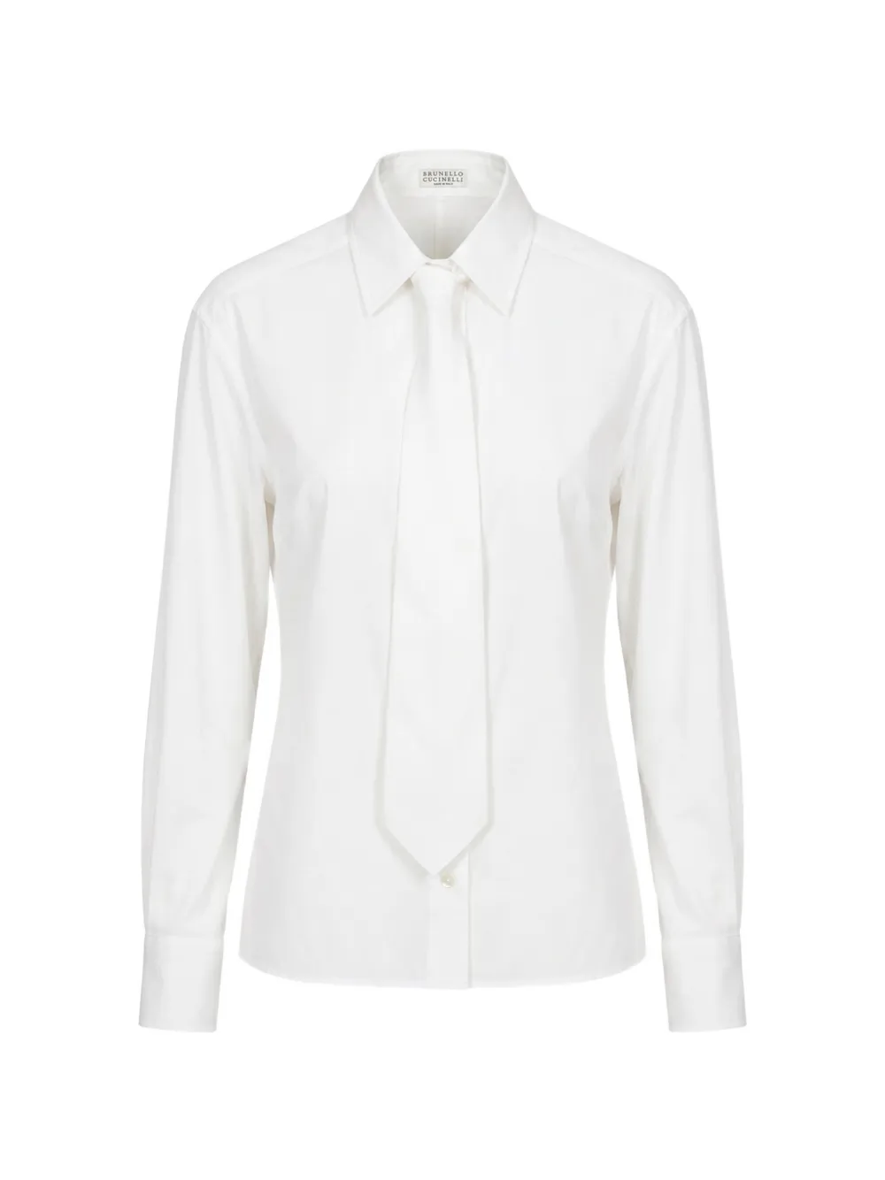 Brunello Cucinelli tie-detail long-sleeve shirt - White