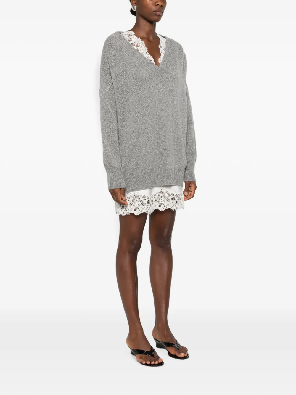 Ermanno Scervino Mini-jurk met kant Grijs