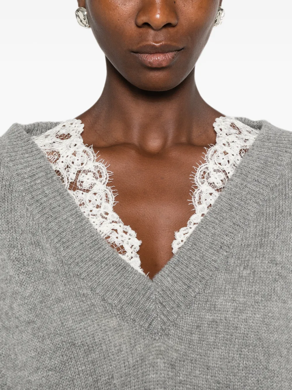 Ermanno Scervino Mini-jurk met kant Grijs
