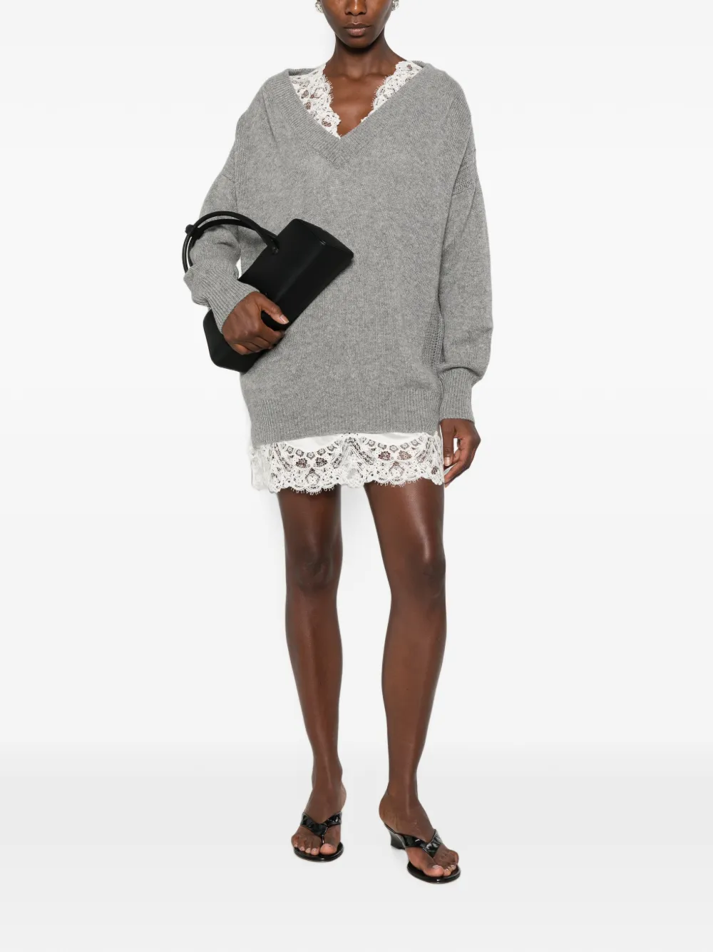 Ermanno Scervino Mini-jurk met kant Grijs