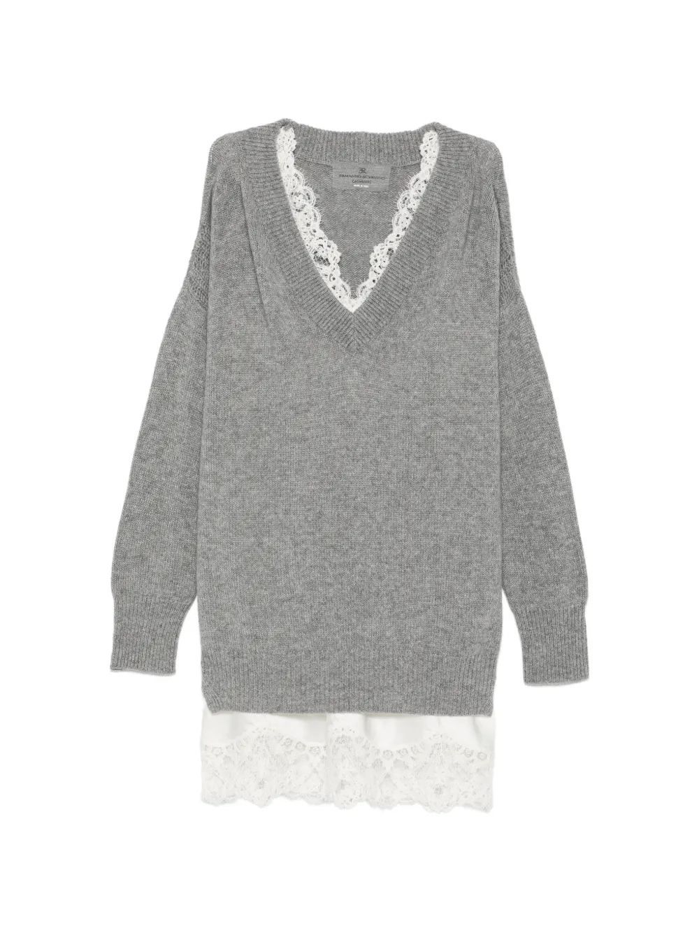 Ermanno Scervino lace-trim mini dress - Grey