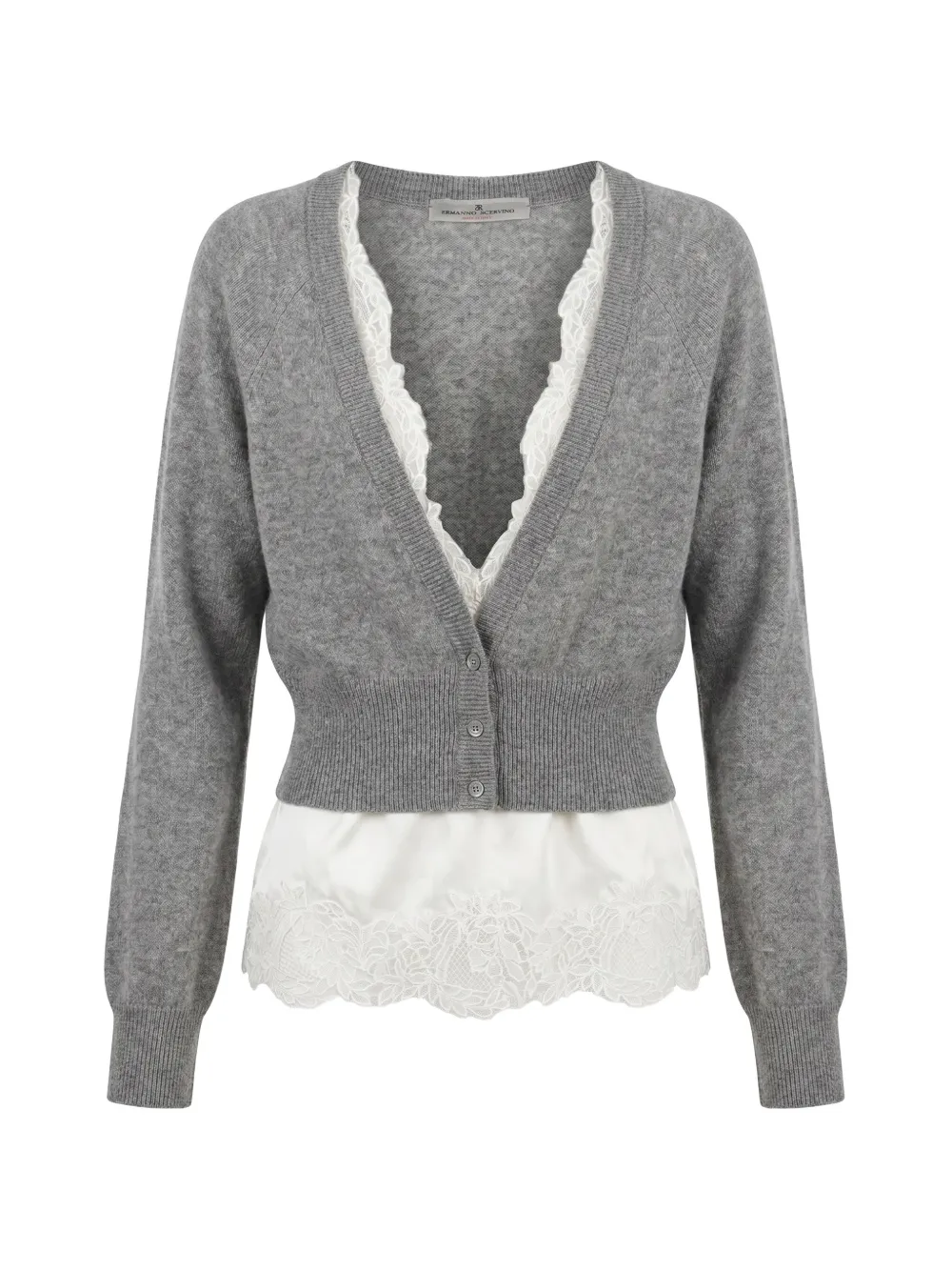 Ermanno Scervino lace-trim layered cardigan - Grigio