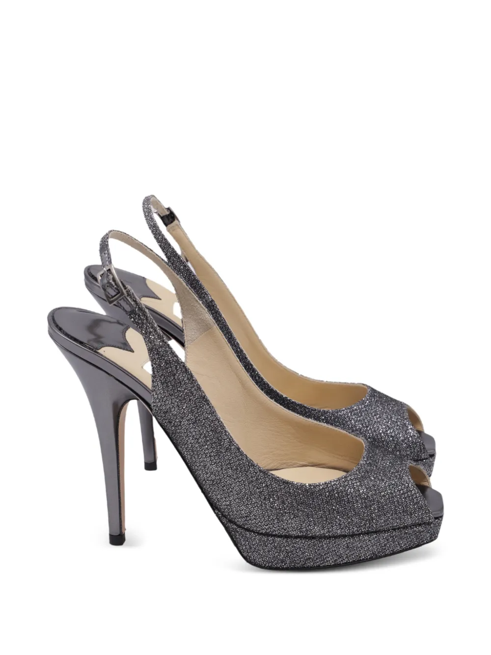 Jimmy Choo Pre-Owned glitter peep-toe pumps - Grau