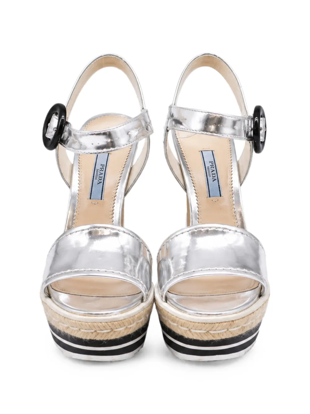 Pre-owned Prada 2010-2020s Platform Espadrilles In Silver