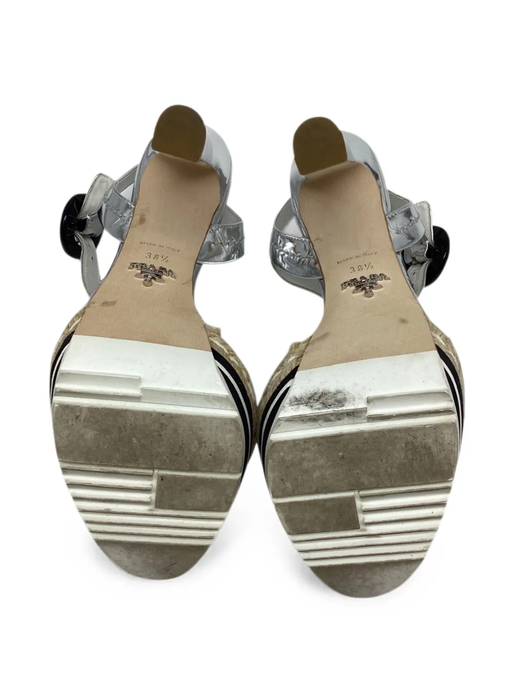 Pre-owned Prada 2010-2020s Platform Espadrilles In Silver