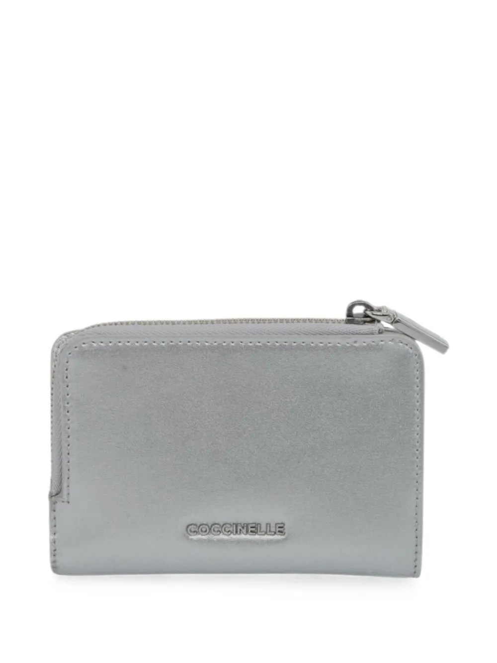 Coccinelle Portemonnee met metallic-effect en logoplakkaat Zilver