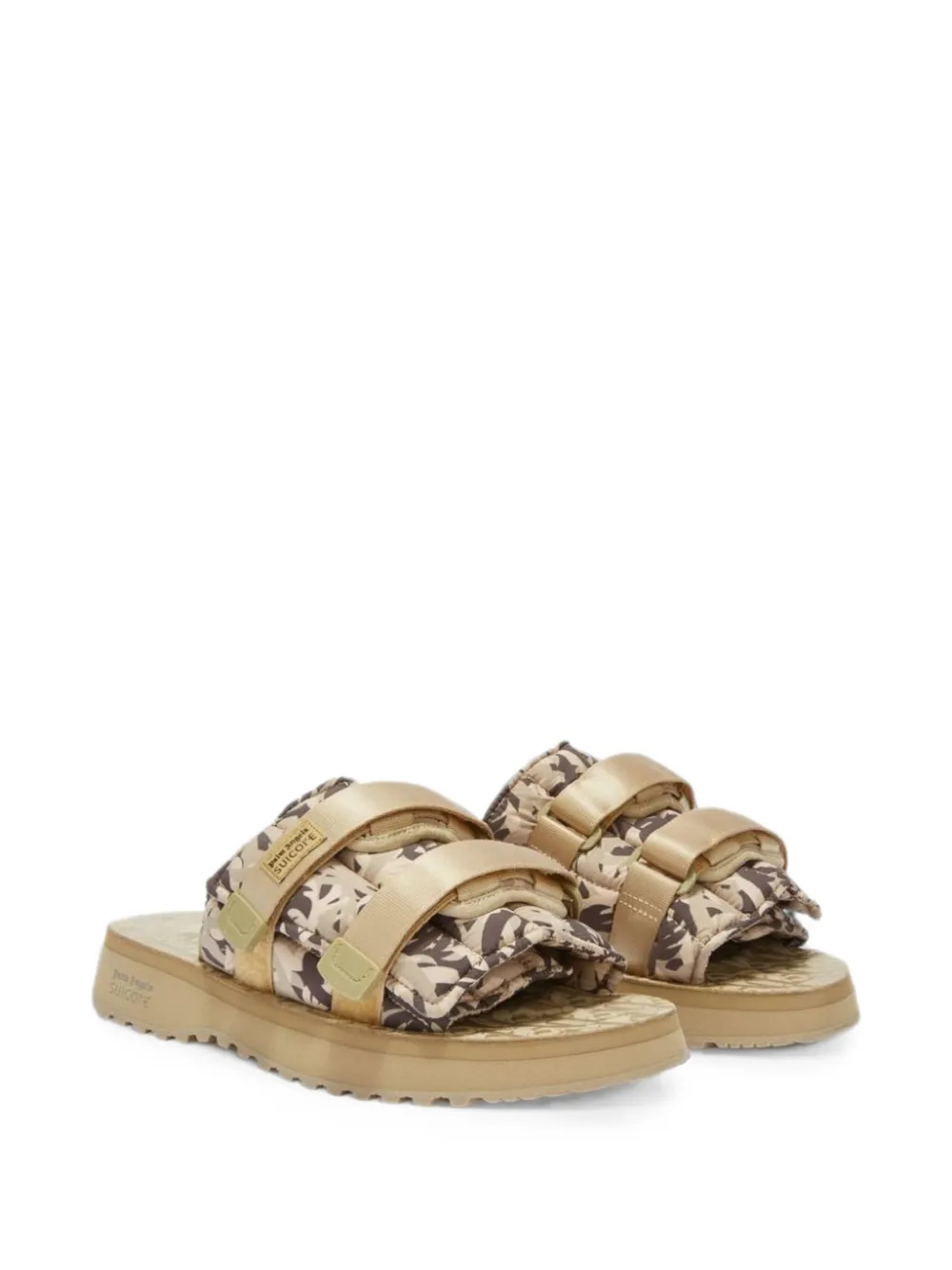 Palm Angels quilted flat sandals Beige
