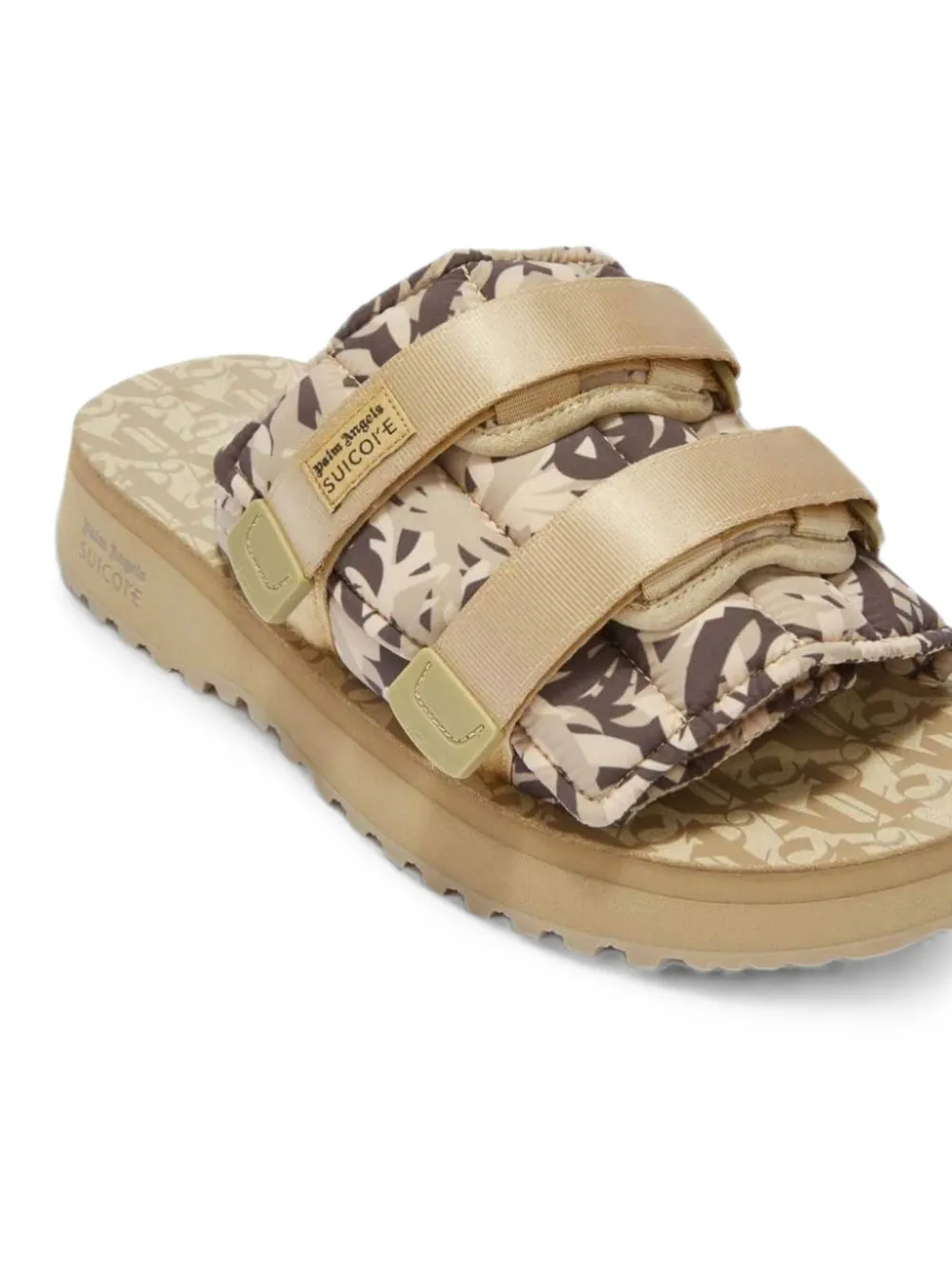 Palm Angels quilted flat sandals Beige