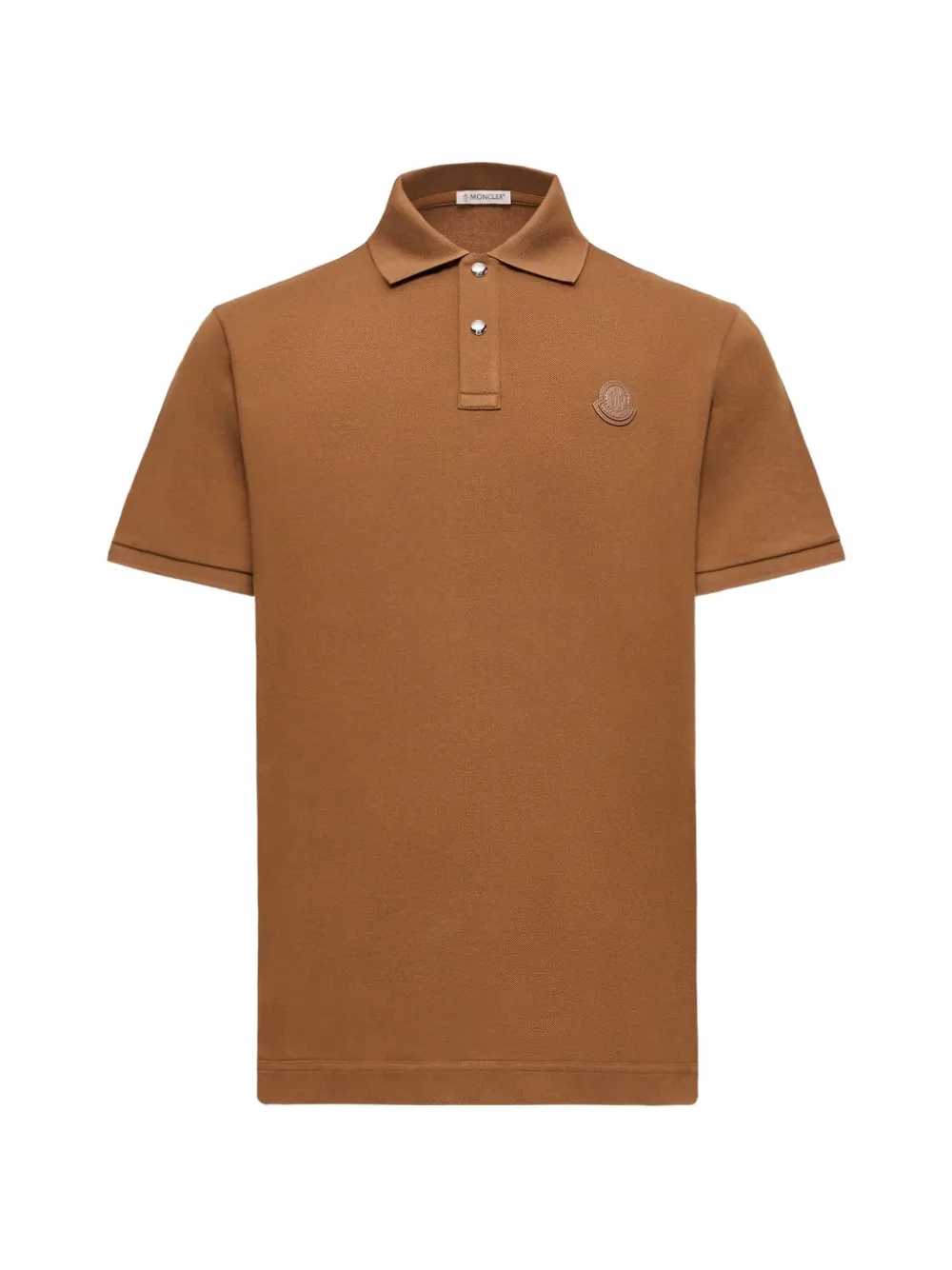 Moncler Piquet poloshirt met logo-patch Bruin