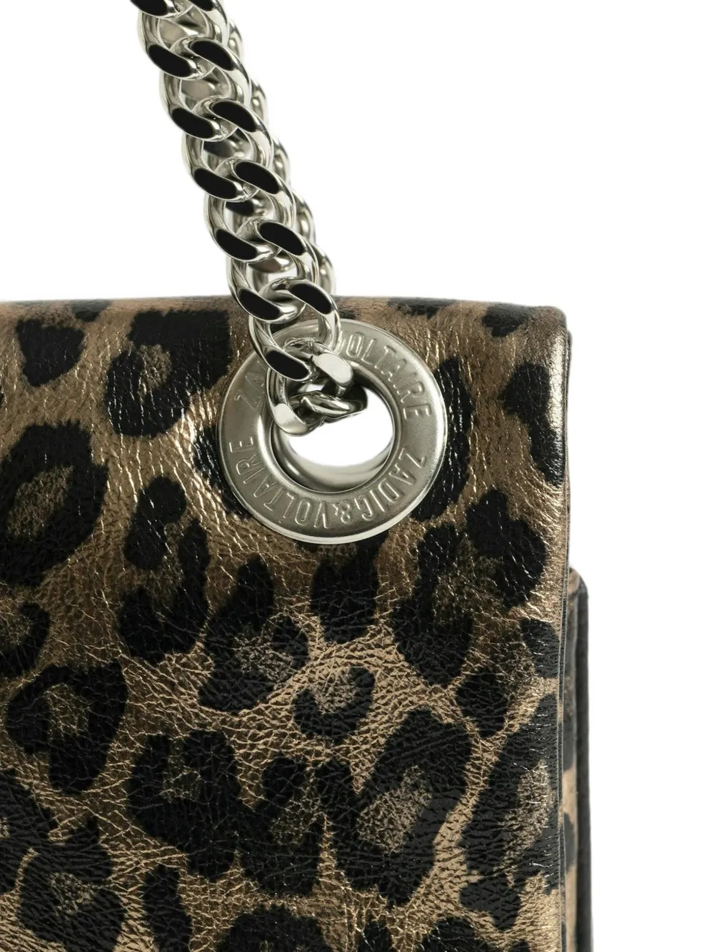 Zadig&Voltaire Rock II leren schoudertas met luipaard-print Bruin