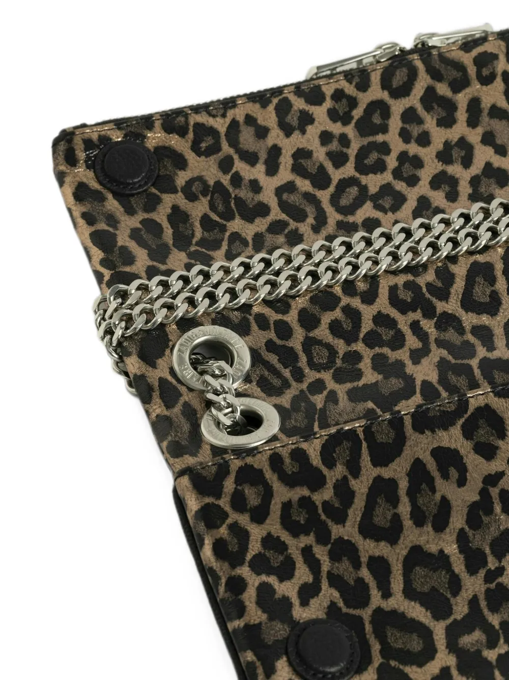 Zadig&Voltaire Rock II leren schoudertas met luipaard-print Bruin