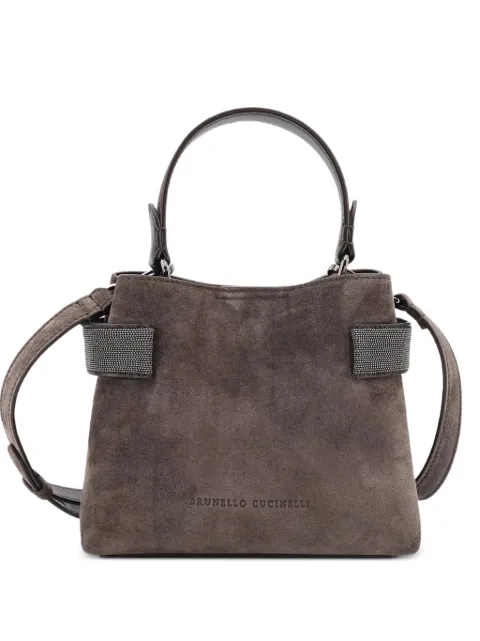 Brunello Cucinelli mini Essence Monili-embellished suede tote bag
