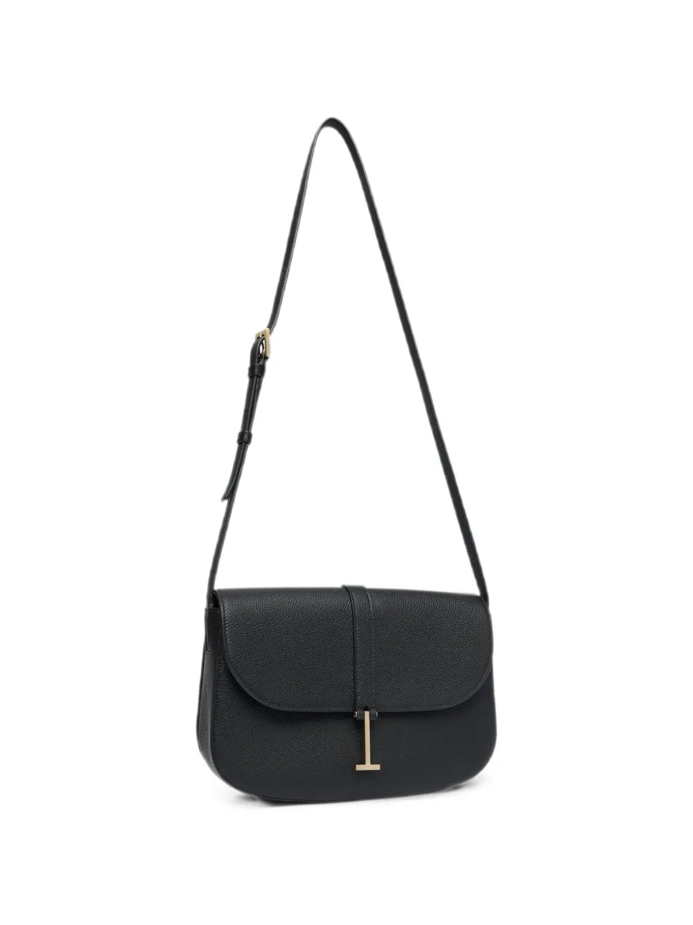 TOM FORD Medium Kara crossbodytas van bewerkt leer met T-logo Zwart