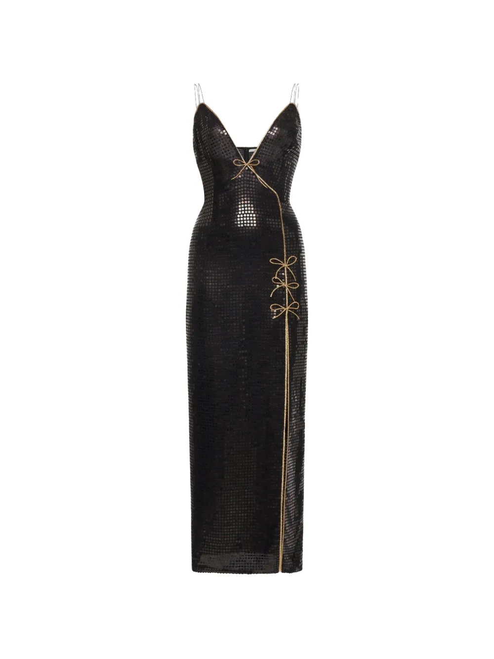 Alessandra Rich Kleid mit Pailletten und Schleife - Schwarz