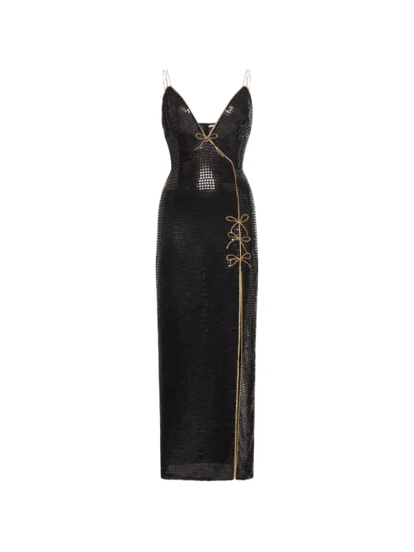 Alessandra Rich Sequin-embellished Bow-detail Dress in Black