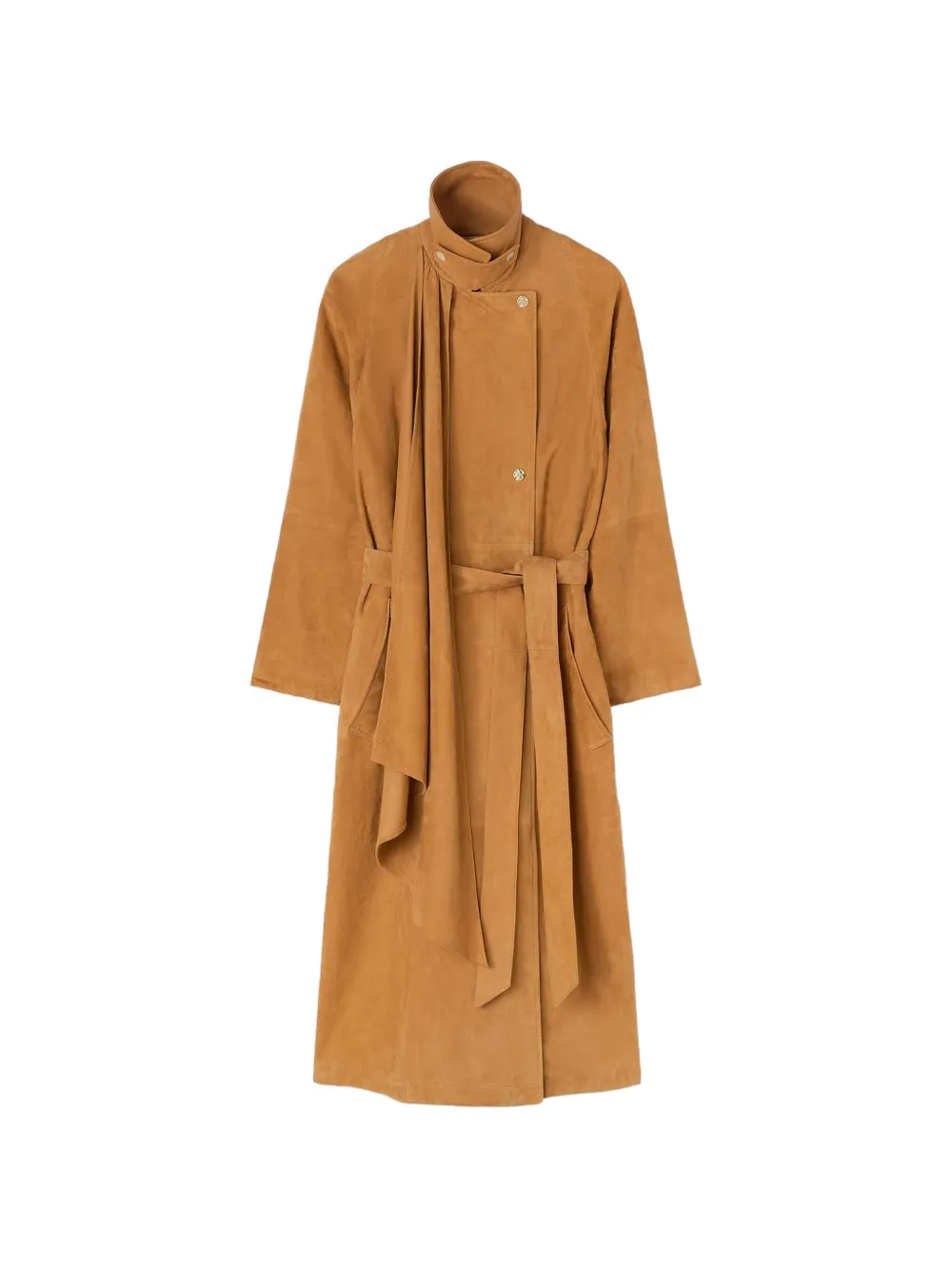RETORI integrated-scarf suede trench coat - Arancione