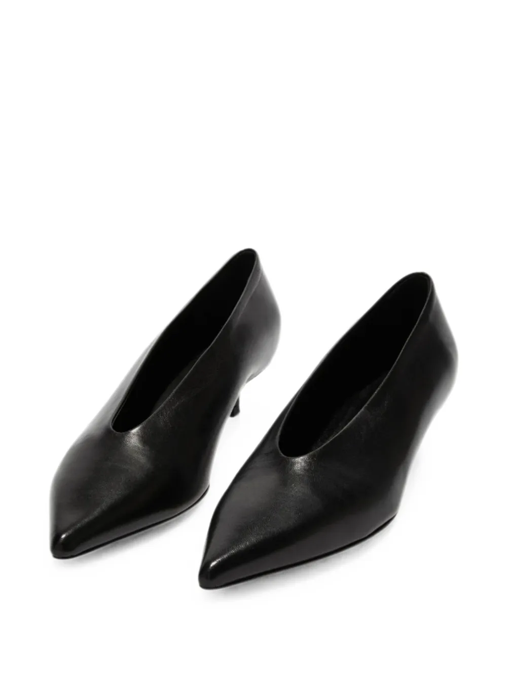 Aeyde Clara pointed-toe kitten-heel pumps Zwart
