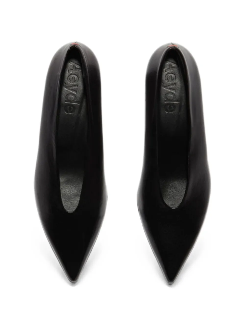 Aeyde Clara pointed-toe kitten-heel pumps Zwart