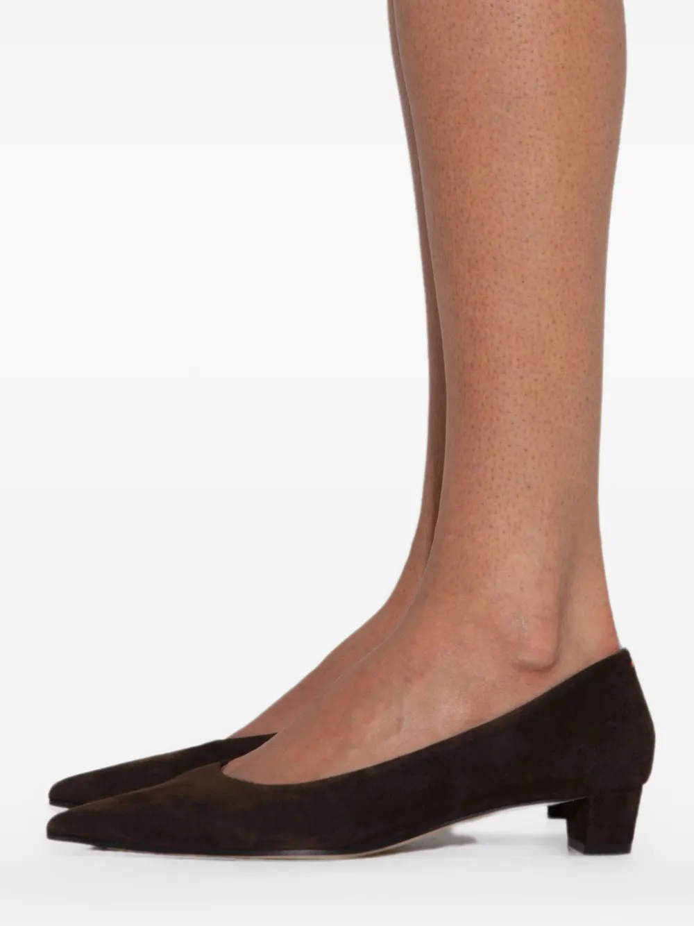 Aeyde Judi pointed-toe suede pumps Bruin