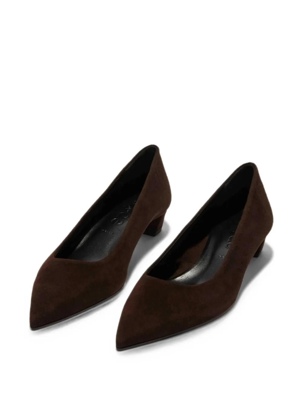 Aeyde Judi pointed-toe suede pumps Bruin