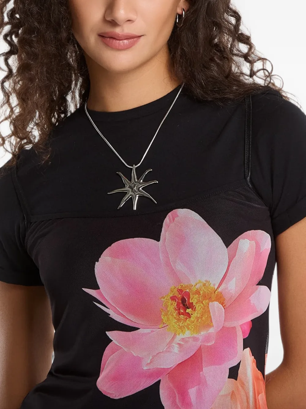Desigual Jurk met gelaagd effect en bloemenprint Zwart