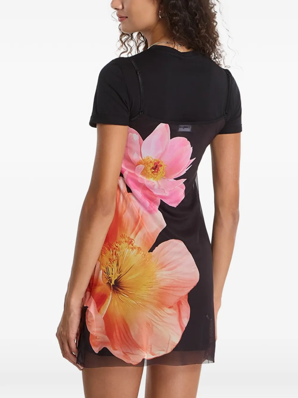 Desigual Jurk met gelaagd effect en bloemenprint Zwart