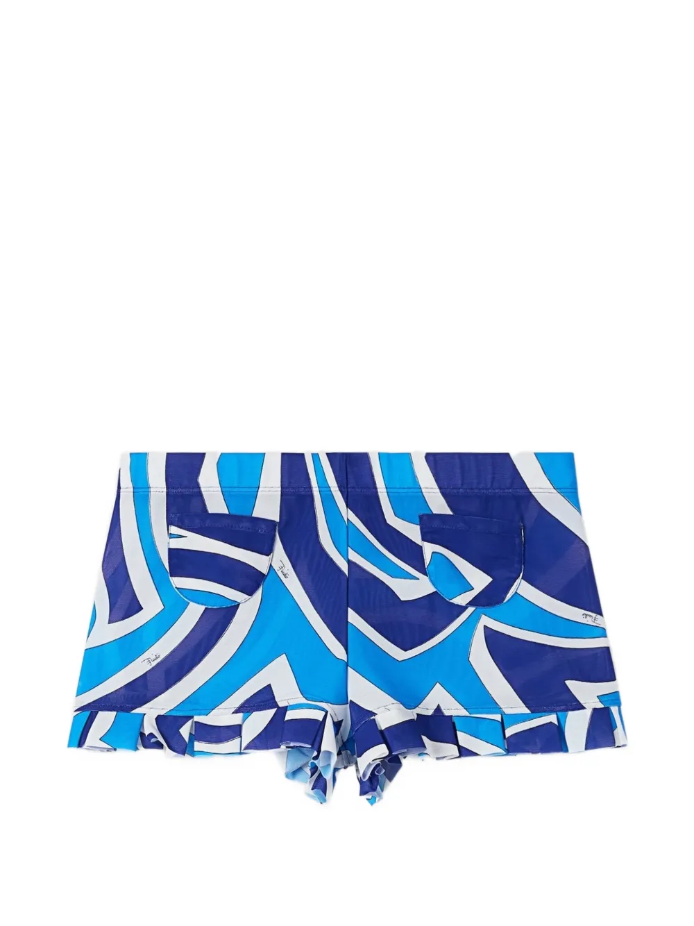 PUCCI Labirinto Iride-print ruffled shorts - Blue
